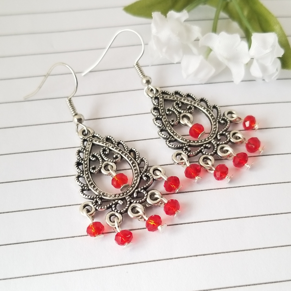 RED DROP EARRINGS